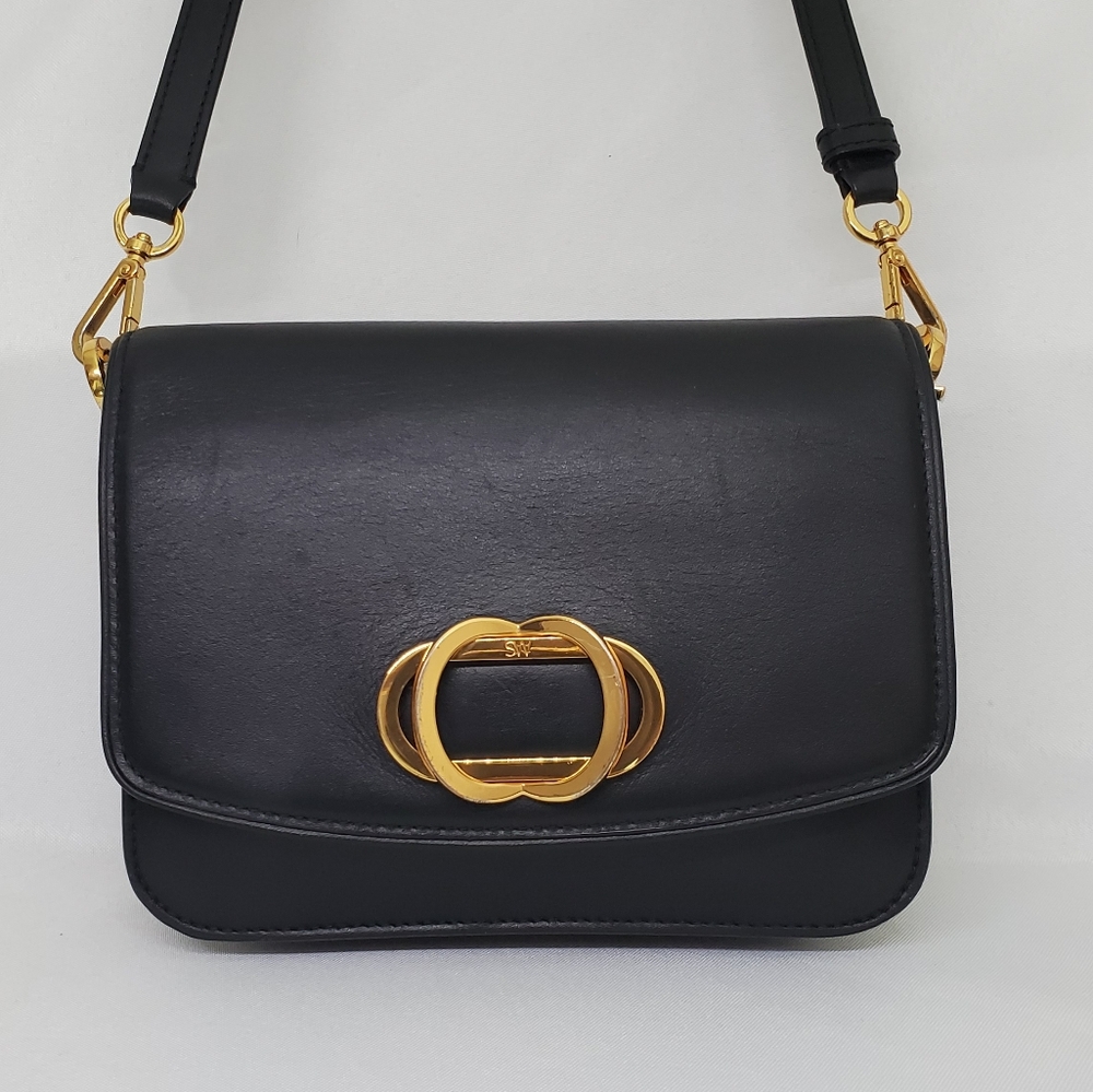 Stuart Weitzman Gabriella Leather Crossbody Bag in Black